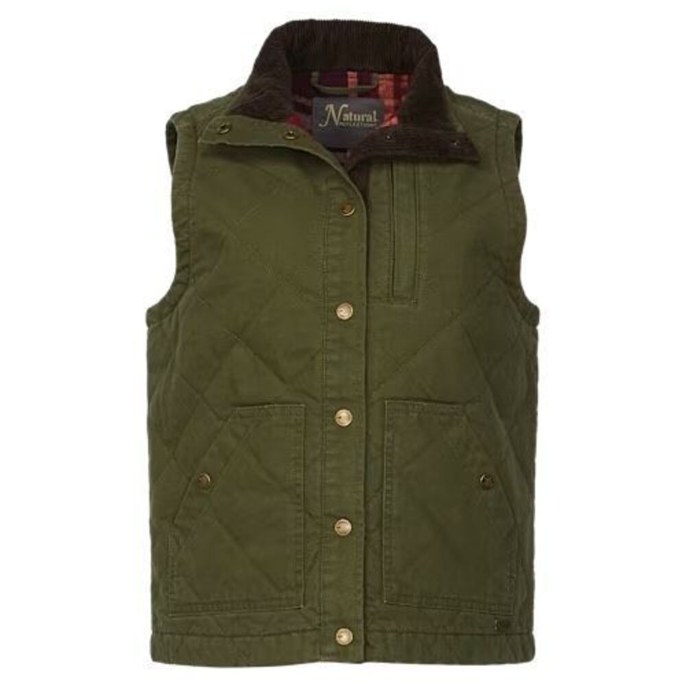 Natural Reflections Quilted Canvas Chore Vest Sz L Green